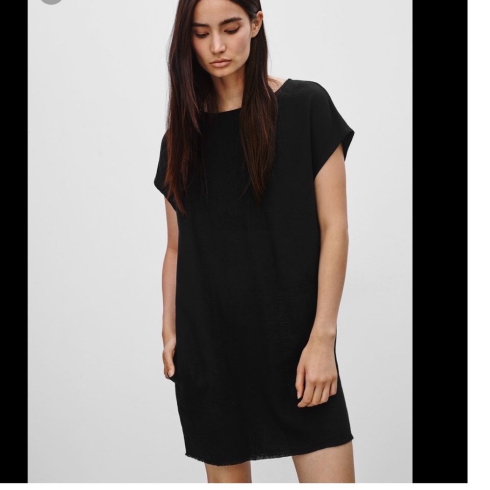 Aritzia Wilfred Free Nori Faux Suede Mini Shift Dress Black Small Minimalist